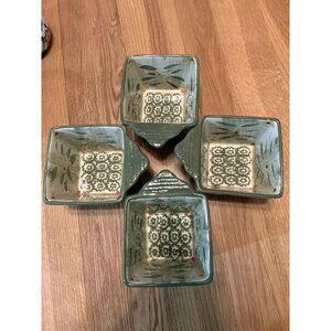 Temptations Old World Green Ramekins 10 oz Square Set Of 4